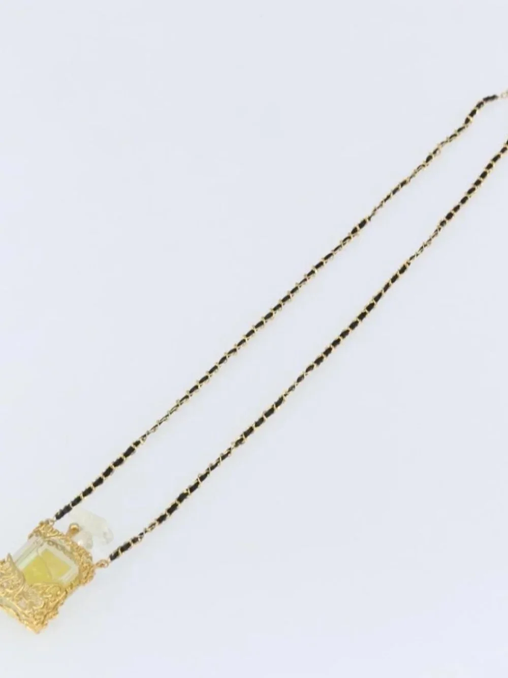 CHANEL Perfume Necklace metal Gold CC Auth mr1750